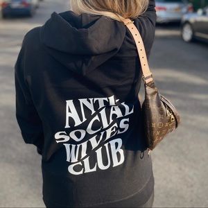 Antisocial wives club black hoodie